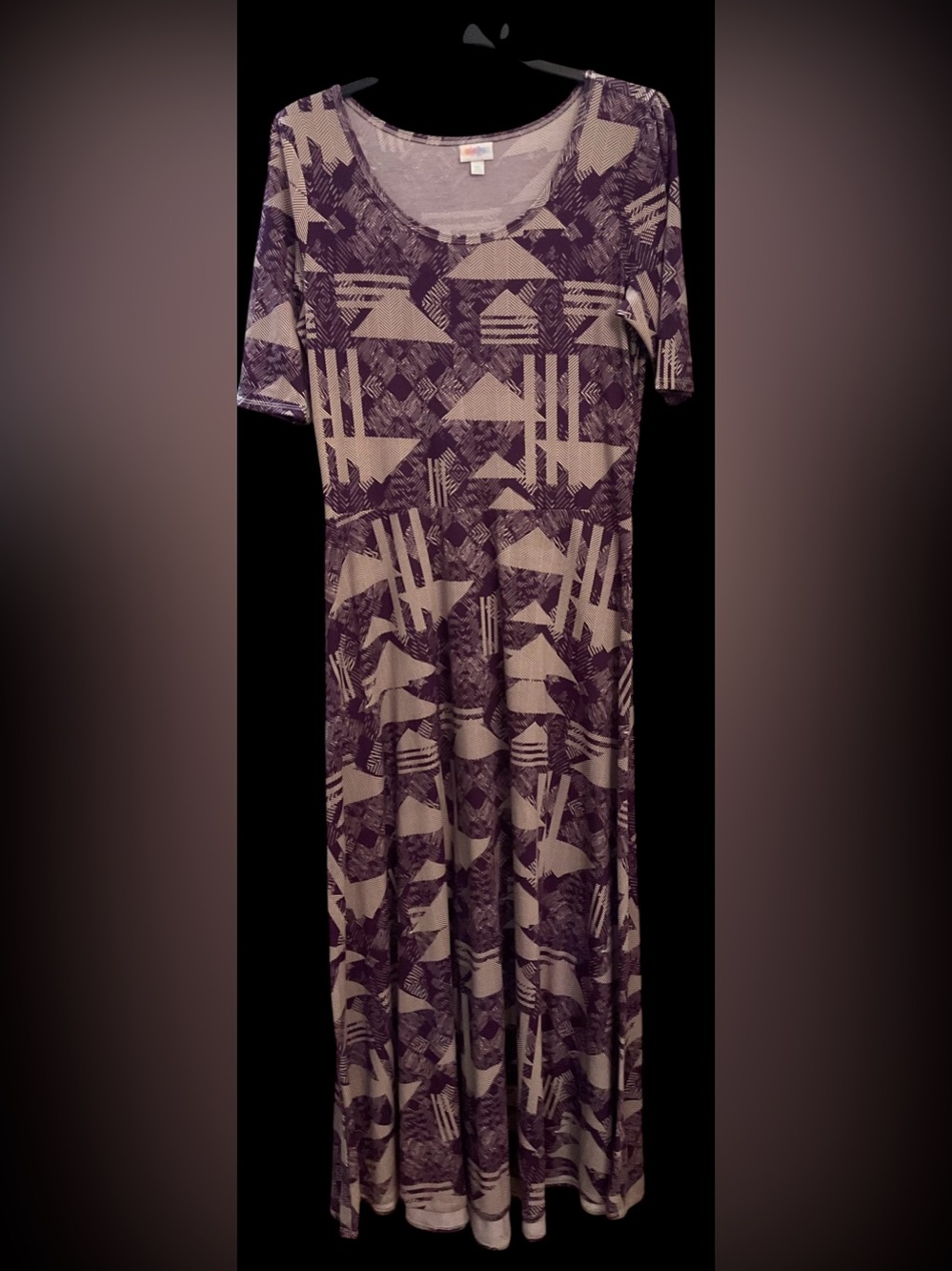 LuLaRoe Purple and Taupe Geometric Maxi Dress